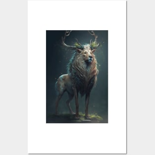 A Mythical God-Creature Combining the Power of a Lion and the Grace of a Deer Posters and Art